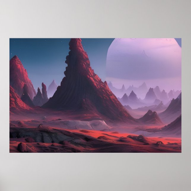 Space Planet Landscape Digital Art Poster #019 (Front)