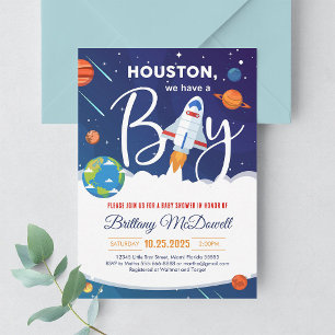 Space Planet Solar System Boy Baby Shower Invite