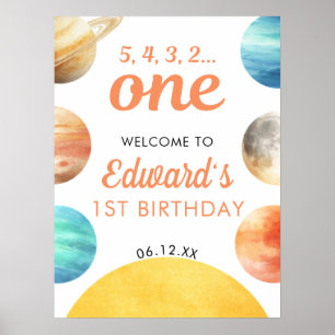 Space Planets 1st Birthday Welcome Sign