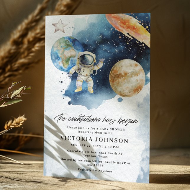 Space Planets Countdown Baby Shower Invitation (Creator Uploaded)