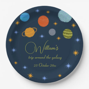 Space Planets Galaxy Stars Boy Baby Shower  Paper Plate