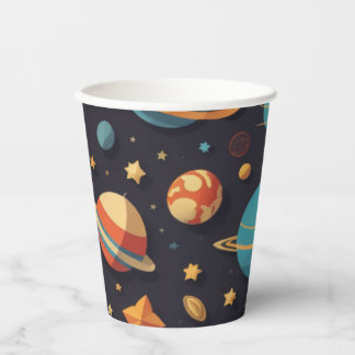 space planets paper cups