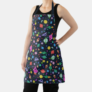 Space Planets Rockets Spaceships Moons Colourful  Apron
