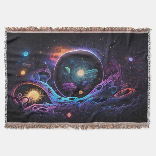 Space Psychedelic background Throw Blanket (Front)