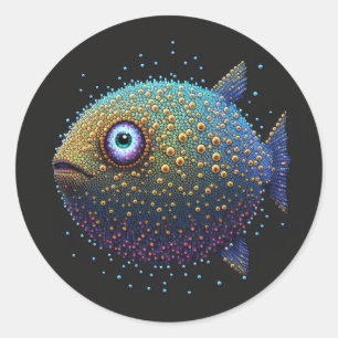 Space Pufferfish Classic Round Sticker