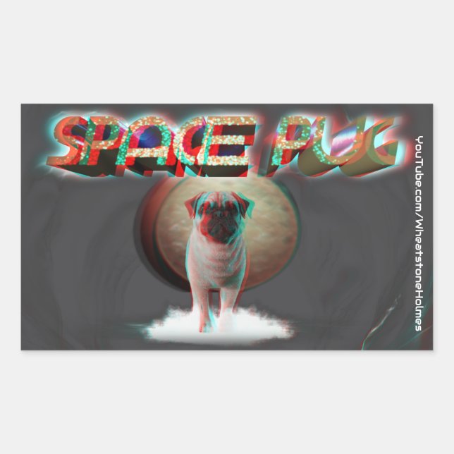 Space Pug 3D Rectangular Sticker (Front)