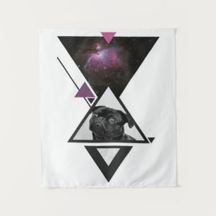 Space Pug Black Pug Dog Gift Idea For Pug Lovers Tapestry
