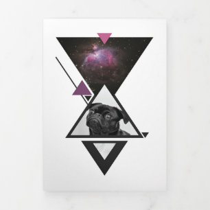 Space Pug Black Pug Dog Gift Idea For Pug Lovers Tri-Fold Announcement