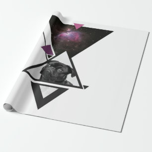 Space Pug Black Pug Dog Gift Idea For Pug Lovers Wrapping Paper