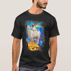 Space Pug Dog Riding Llama And Taco T-Shirt