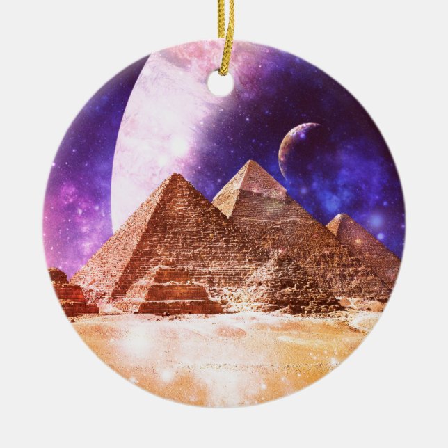 Space Pyramids Ceramic Tree Decoration (Front)
