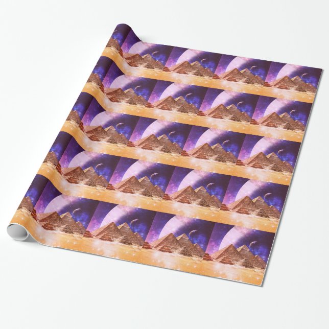 Space Pyramids Wrapping Paper (Unrolled)