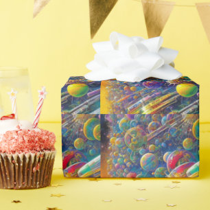 Space Race glossy wrapping paper