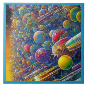 Space Race large ceramic tile