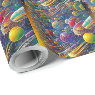 Space Race matte wrapping paper