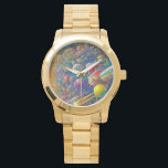 Space Race oversized gold wristwatch w numbers<br><div class="desc">Space Race watches are for National Science Day,  men interested in space,  science and Sci-Fi fans,  racing fans,  and surrealism and pop art lovers. Space Race is Steamy Raimon original digital art.</div>