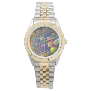 Space Race two tone bracelet watch w numbers