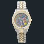 Space Race two tone bracelet watch w numbers<br><div class="desc">Space Race watches are for National Science Day,  men interested in space,  science and Sci-Fi fans,  racing fans,  and surrealism and pop art lovers. Space Race is Steamy Raimon original digital art.</div>