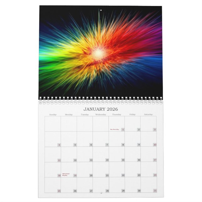 Space Rainbow background Calendar (Jan 2026)