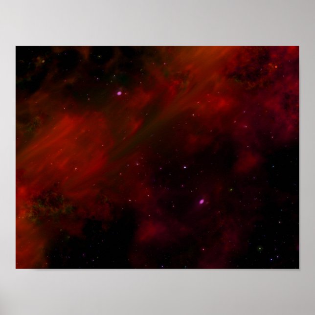SPACE RED GALAXY STARS FUTURISTIC RED BLACK BACKGR POSTER (Front)