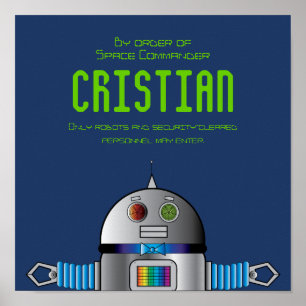 space ROBOT boy's room sign/ birthday banner Poster