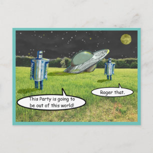 SPACE ROBOTS FUNNY by Jetpackcorps Postcard