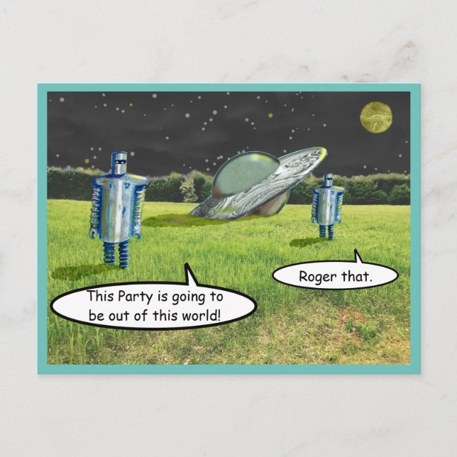 SPACE ROBOTS FUNNY by Jetpackcorps Postcard (Front)