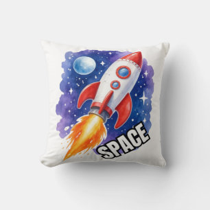 Space Rocket Adventure – Watercolor Rocket Cushion