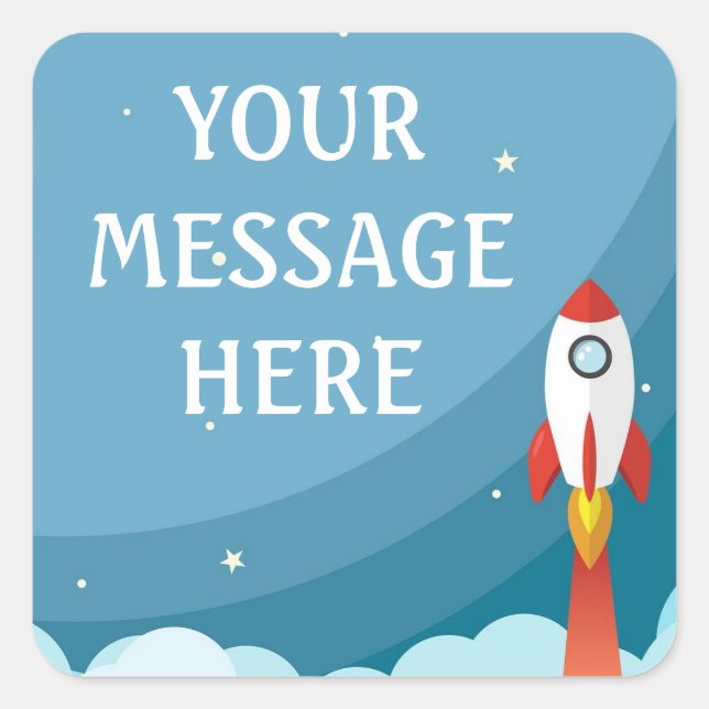 Space Rocket background - Customise your own Square Sticker (Front)