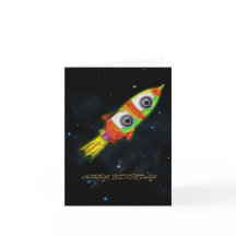 SPACE ROCKET BIRTHDAY CARD