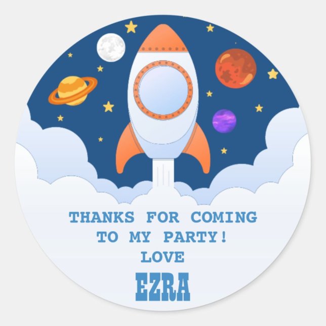 Space Rocket Birthday Party Stickers (Creator Uploaded)