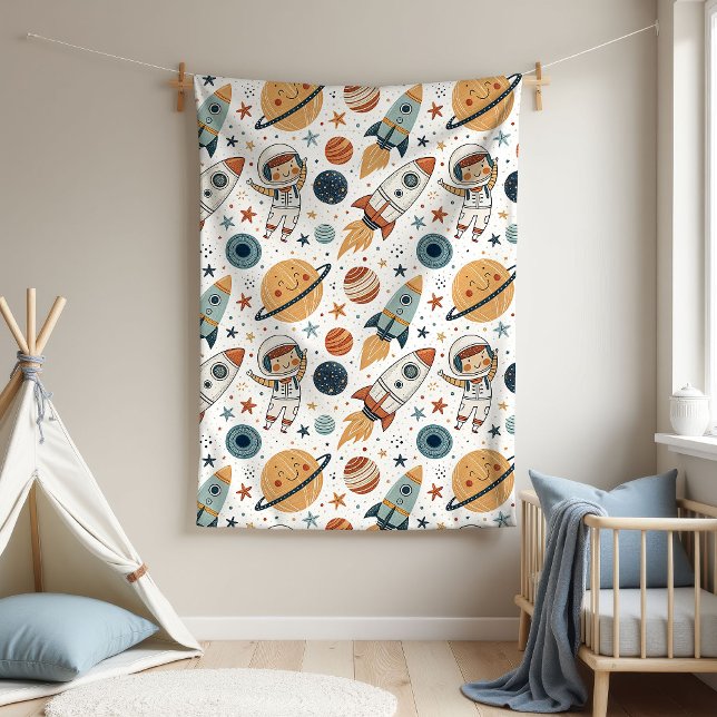 Space Rocket Blanket Planets & Stars for Baby Boy (Space Rocket Blanket Planets & Stars for Baby Boy)