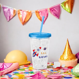 Space Rocket Blast Off Kids Astronaut Acrylic Tumbler