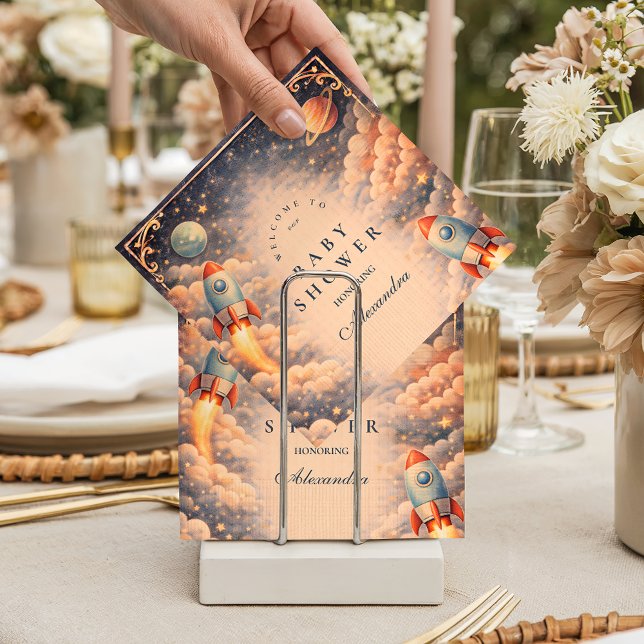 Space Rocket Clouds Baby Shower Napkin (Creator Uploaded)