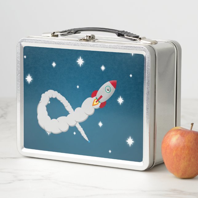 Space Rocket Launch in Space Metal Lunch Box (In Situ)