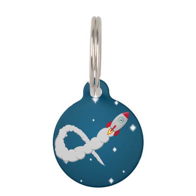 Space Rocket Launch in Space Pet Tag (Front)