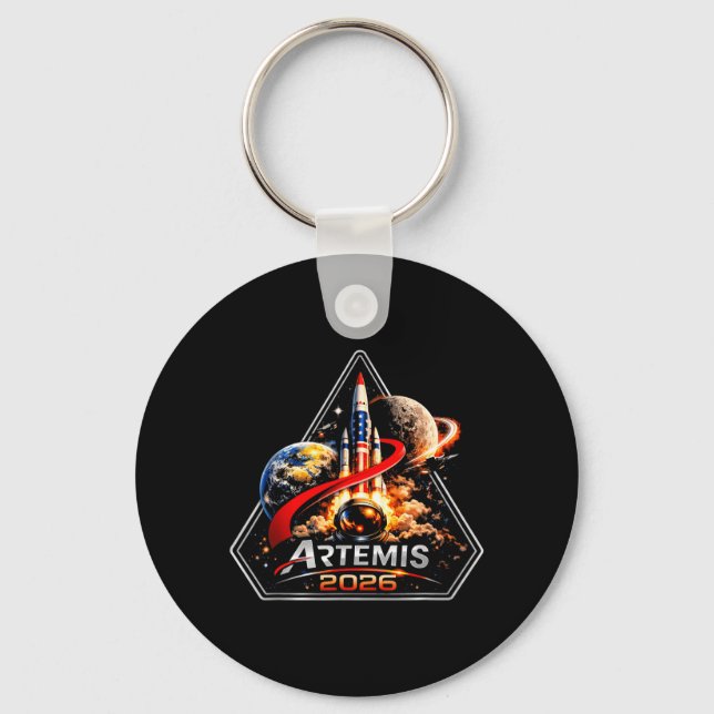Space Rocket Launch Mission to The Moon Moon Key Ring (Front)
