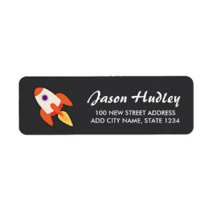 Space rocket on black return address label