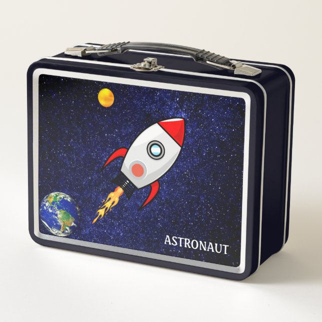 Space Rocket on the Galaxy Metal Lunch Box (Front)