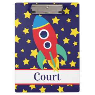 Space Rocket Personalised Clipboard