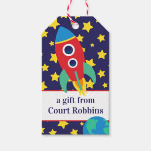 Space Rocket Personalised Gift Tags