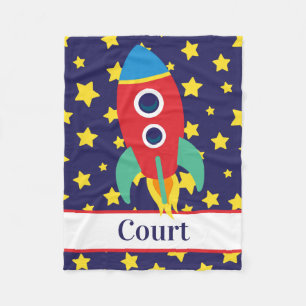 Space Rocket Personalized Fleece Blanket
