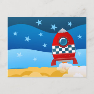 Space rocket - postcard