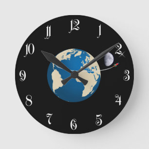 Space rocket round clock