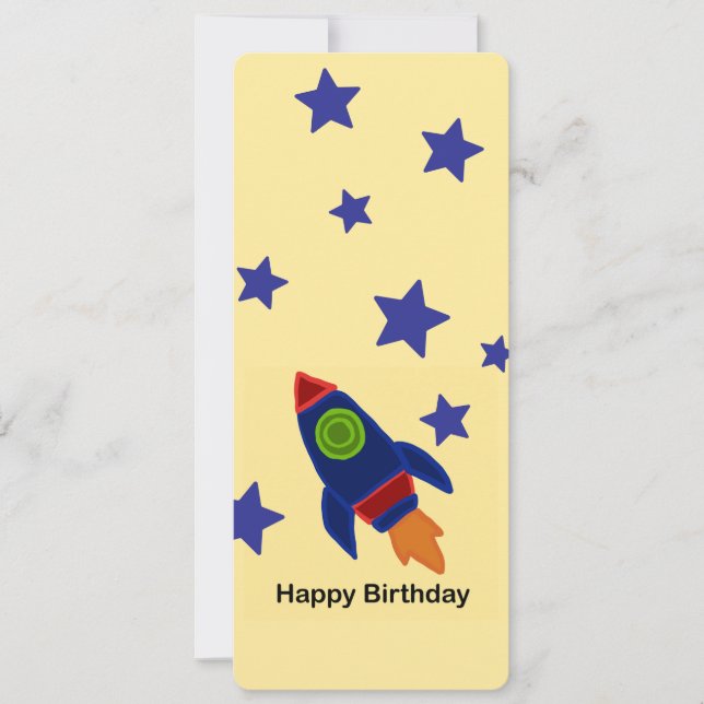 🚀 Space Rocket Ship Happy Birthday  Invitation (Front)