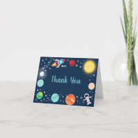 Space Rocket Ship Planets Birthday Thank You