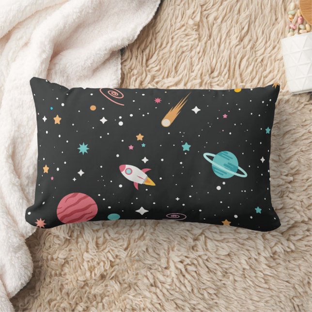 Space Rocket Ships and Planets   Lumbar Cushion (Blanket)