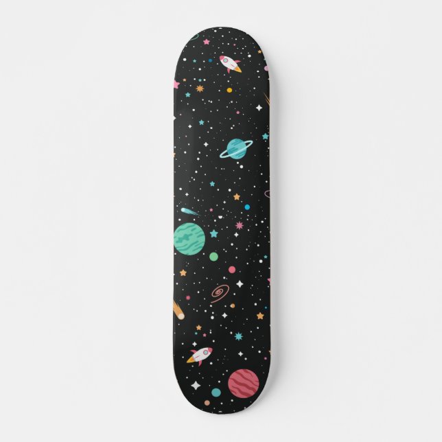 Space Rocket Ships and Planets Skateboard (Front)