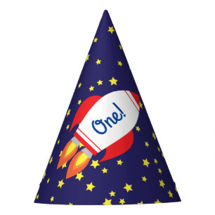 Space Rocket Star Ship 1st Birthday Party Hats