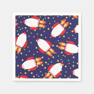 Space Rocket Star Ship 1st Birthday Party Napkins